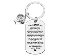 Ximalun Son Wedding Gifts from Mum Engraved Keyring Gifts for Son on His Wedding Day to My Son Keyring Mum to SonGift
