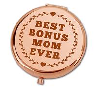 Ximalun Step Mum Gifts Best Bonus Mom Ever Compact Makeup Mirror Travel Folding Mirror for Bonus Mum Christmas Birthday Gifts for Step Mum Stepmother Mother in Law