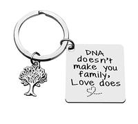 Ximalun Step Mum Gifts Step Dad Keyring DNA Doesn't Make You Family Love Does Gifts Step Parent Gifts Keyring Adoption Gifts Thanksgiving Day Christmas Birthday Gifts Mothers Day Fathers Day Gift