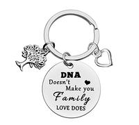 Ximalun Step Parent Keyring Gifts DNA Doesn't Make You Family Love Does Keyring Step Mum Gifts Step Dad Keyring Adoption Gifts Christmas Birthday Gifts Fathers Day Mothers Day Gift