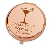 Ximalun Tequila Gifts for Women Tequila Lover Gift I Need Tequila Because of Reasons Compact Makeup Mirror Tequila Themed Gifts Drinking Lovers Gift Christmas Birthday Gift for Her