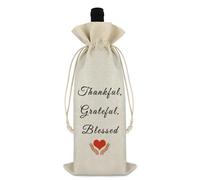 Ximalun Thank You Gifts for Women Men Wine Bag Thankful Grateful Blessed Wine Bottle Bag Gift for Friends Family Appreciation Gift for Boss Coworker Teacher Nurse Mentor Coach