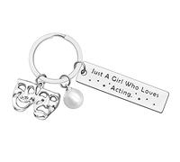Ximalun Theater Gifts for Women Girls Just A Girl Who Loves Acting Keyring with Comedy Tragedy Masks Charm Drama Teacher Gift Drama Theater Lover Gifts for Students Actor Actress Gift
