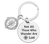 Ximalun Travel Keyring Camper Gifts Keyring Not All Those Who Wander are Lost Keyring Graduation Gifts Christmas Birthday Gifts Inspirational Gifts for Women Men Wanderer Traveler