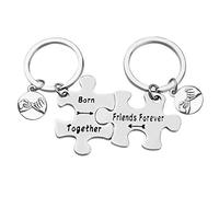 Ximalun Twin Sister Gifts Keyring Twin Brother Gifts Born Together Friends Forever Keyring Set Twin Girls Gift Twin Brother and Sister Gifts Christmas Birthday Gift for Twin Sister Brother
