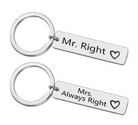 Ximalun Valentines Day Gifts for Couples Anniversary Keyring Gifts for Boyfriend Girlfriend Husband Wife Mr Right Mrs always Right Keyring Set Christmas Birthday Gift for Him Her