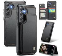 XIMAND for Samsung Galaxy S24 Plus Wallet Case with RFID Blocking and 5 Credit Card Holder, Premium Durable Slim Leather Magnetic Clasp Kickstand Heavy Duty Shockproof Protective Cover.- Black