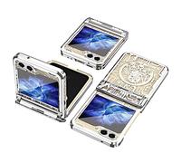 XIMAND for Samsung Galaxy Z Flip 6 Case with Hinge Protection Mechanical Legend Pattern, Sleek Design, Holographic Electroplated Texture, Plating Folding Completely 360 Full Protection.(Silver)