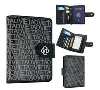 XIMAND Passport Holder Wallet Bag with AirTag Holder, Card Slots and Passport Solt Ticket Cash Solt, Photo Solt Sim Card Pen Slot.Black