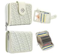 XIMAND Wallet Bag with Accordion Card Holder,Multi-Card Slots, Zipper Purse, Photo Slot Zipper Big Bag - White