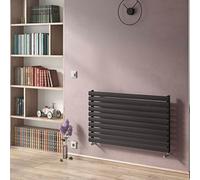 Ximax Champion Hor Des Rad Bs 584X1200mm Black Silver Horizontal Designer 2448Btu Radiator, (W)1200mm X (H)584mm