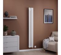 Ximax Vulkan Round Tube Vue1800210W White Electric & Gas Vertical Electric Designer 2048Btu Radiator, (W)210mm X (H)1800mm