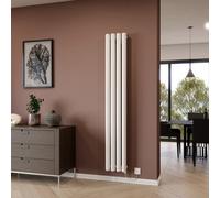 Ximax Vulkan Round Tube Vue1800210W White Electric & Gas Vertical Electric Designer 3072Btu Radiator, (W)285mm X (H)1800mm