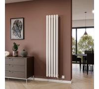 Ximax Vulkan Round Tube Vue1800210W White Electric & Gas Vertical Electric Designer 4096Btu Radiator, (W)360mm X (H)1800mm