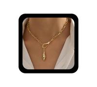 Ximdble Vintage Crystal Snake Y Lariat Necklace Rhinestone Viper Punk Paperclip Chain Choker Emerald Pendent Cz Serpent Drop Jewelry for Women