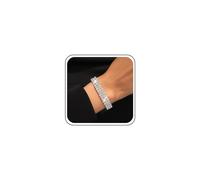 Ximdble Vintage Layered Rhinestone Tennis Bracelet Elastic Crystal Chain Bracelet Stretch Cz Bracelet Crystal Bride Cz Hand Chain Bracelet Jewelry for Women, L, Zinc, no gemstone
