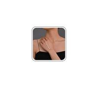 Ximdble Vintage Pearl Finger Ring Bracelet Gold Tiny Heart Slave Bracelet Hand Chain Boho Gold Pearl Wrist Chain Bracelet Punk Love Heart Hand Chain Bracelet for Women