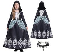 XIMEY Halloween Costume Children, Vampire Costume Girls, Halloween Dress Girls, Dracula Costume Children, M/L for 7-12 Years, Carnival, Masquerade, Children's Stage Piece (B, L)