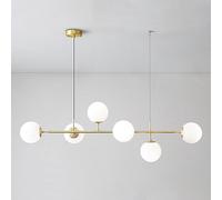 XIMFOEV Pendant Light Fixtures, Modern Kitchen Island Gold Chandelier Ceiling Fixture Magic Beans Glass Lamp Shade for Bedroom Living Dining Room, 6-Light Commemoration Day