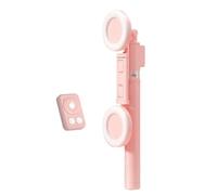 ximie Lightequipped Selfie Stick Tripod 67Inch Height Wireless Remote Portable Phone Tripod for Travel Cell Phone Holder Mount Pink