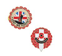 Ximimark 2 Pcs Red Round Enamel Poppy Flower Bouquet Vintage Brooch for women Party wedding Pins