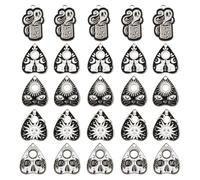 Ximimark 25 pcs Punk Style Creative Sun Moon Cat Heart Enamel Charms Neo-Gothic Black&White Series Alloy Pendants Cool Unisex DIY Necklace Bracelet Earrings Jewelry Finding