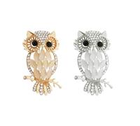 Ximimark 2pcs Exquisite Owl-Shaped Opal Brooch Pin - Elegant Rhinestone Animal Jewelry for Women's Clothing, Accessories, and Scarves - Unique Gift Idea, Vintage Style, and Versatile Fashion Accessory