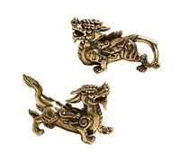 Ximimark 2pcs/Pair Copper Chinese Mythological Animals Home Decoration Dragon Head Oxtail Horseshoe Moose Deer Body Brass Decor Ornaments