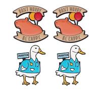 Ximimark 4pcs Creative Personality Doctor Nurse Duck Brooch Funny+DON'T WORRY BE CARRY Enamel Pins Custom Capybara Balloon Brooches Lapel Badges Animal Jewelry Gift For Friends