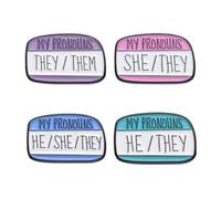Ximimark 4pcs Gender Pronoun Enamel Pins - He She They Them Brooch Set - Fashionable Lapel Badges for Friends - Unique Jewelry Gift Idea - Show Your Pronouns with Style