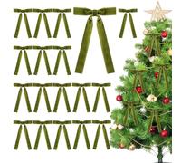Ximinwzm 18 Pcs Green Velvet Bows, Green Bows For Christmas Tree, Green Velvet Bows Ornament, Vintage Velvet Bows for Christmas Tree, Xmas Wreath Christmas Ornaments