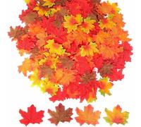 Ximinwzm 300 Pcs Autumn Leaves, Artificial Autumn Maple Leaves, Mixed Colour Faux Leaves for Fall Decor Autumn Decorations Thanksgiving, Halloween Party Wedding and Autumn Theme Rooms