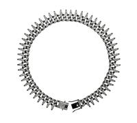 Ximipet Luxury Cuban Link Dog Collar Chain with Spiked&Diamond-Studded, Black/Rose/Gold/Silver Adjustable 8in-30in, Metal Anti-Slip Safety Buckle Dog Necklace for Small to Large Dogs (Black, 18in)