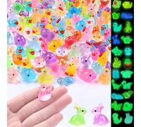 XIMISHOP 130PCS Mini Luminous Resin Animals，19 Styles Tiny Resin Animals Miniature Mini Little Small Plastic Animal Figures Glow in the Dark for Micro Landscape Fairy Aquarium Dollhouse Decor