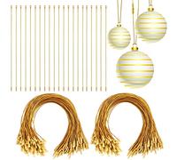 XIMISHOP 140PCS Christmas Ornament Hangers String, Gold Christmas Ornament Ropes Snap Lock String for Xmas Hanging Ornament Holiday Party Hanging Decorations