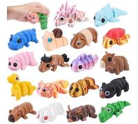 XIMISHOP 18Pcs 3D Printed Mini Animals，Cute Flexible Movable Joint 3D Printed Animal Fidget Toy for Home Office Desk Decoration Kids Party Favors Toys