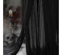 XIMISHOP 2.15m x 10m Large Halloween Creepy Cloth，Black Halloween Spooky Creepy Fabric Gauze for Haunted House Halloween Party Entrance Doorways Outdoors Decorations