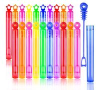XIMISHOP 20 Pack Mini Bubble Wands, 7 Colors Neon Star Circle Small Bubble Tubes for Kids Party Bag Fillers Classroom Prizes Summer Wedding Decoration