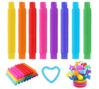 XIMISHOP 24 Pack Colorful Tube Toys，Fun Bendable Sensory Stretch Tubes Pull Pipes Toy for Children Sensory Toy Party Favors Adults Release Stress Fidget