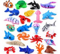 XIMISHOP 24Pcs 3D printed Animals Flexible Sea Marine Fidget (Ocean Theme)