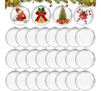 XIMISHOP 24PCS Christmas Clear Fillable Baubles，8CM Clear Plastic Baubles to Fill Christmas DIY Transparent Plastic Fillable Ball for Xmas Tree Decorations Craft Ornament Make Your Own Bauble