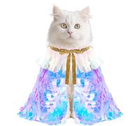 XIMISHOP 2PCS Halloween Cat Costumes，Cute Small Funny Halloween Sparkle Cat Cape with Crown Adjustable Pet Cloak for Little Dogs Cats Puppy Cosplay Party