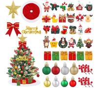 XIMISHOP 48Pcs Mini Christmas Tree Decorations Set，Tiny Hanging Christmas Resin Ornaments Small Xmas Ball Box for Mini Xmas Tree Decoration Xmas Holiday Party Home Decor