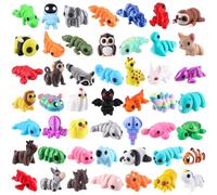 XIMISHOP 50Pcs 3D Printed Mini Animals，Cute Flexible Movable Joint 3D Printed Animal Fidget Toy for Home Office Desk Decoration Kids Party Favors Toys（Small size）