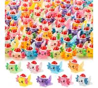 XIMISHOP 50PCS Christmas Mini Resin Axolotls，8 Colors Tiny Little Small Resin Axolotls Xmas Miniature Cute Colorful Mini Plastic Axolotls for Dollhouse Garden Micro Landscape Aquarium Accessories