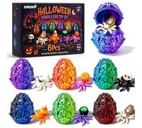 XIMISHOP 6 Pcs 3D Printed Animal Halloween Mystery Egg with Flexible Spider