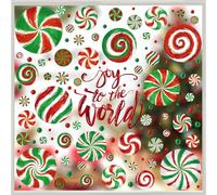 XIMISHOP 6 Sheets Christmas Window Stickers, Red & Green Xmas Candy Window Clings Reusable Double-Sided Christmas Candy Static Window Clings for Xmas Home Office School Window Decoration
