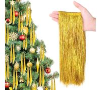 XIMISHOP 6000 Strands Christmas Icicle Tinsel，Sparkling Shiny Gold Christmas Garland Tinsel Icicles Fringes for Christmas Tree Decorations Festival Party Supplies Tinsel Extensions