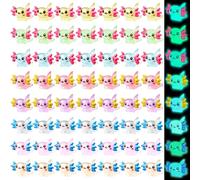 XIMISHOP 64PCS Mini Resin Axolotls,8 Colors Luminous Tiny Little Small Resin Axolotl Mini Plastic Axolotls Glow in The Dark for Dollhouse Garden Micro Landscape Aquarium Accessories