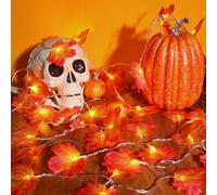 XIMISHOP 6M 40LED Autumn Maple Leaves Lights，Artificial Autumn Maple Leaves String Lights Fall Leaf Light for Halloween Autumn Parties Indoor Decorations